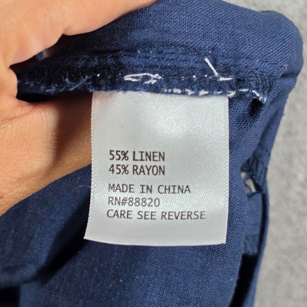 Christian Siriano Pants Womens Medium Blue Linen Blend Embroidered Eyelet Crop - Picture 5 of 16